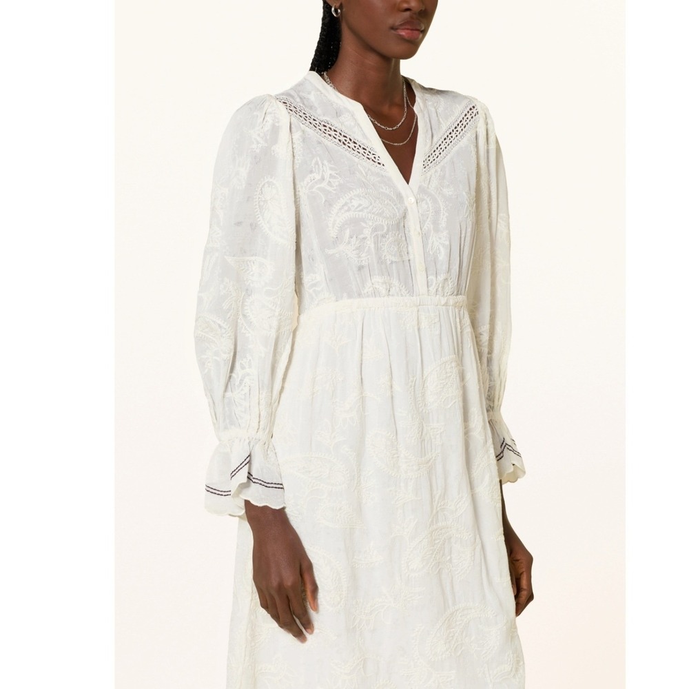 ba&sh Ecru Prisco Embroidered Long Sleeve Midi Dress NWT 0 / XS